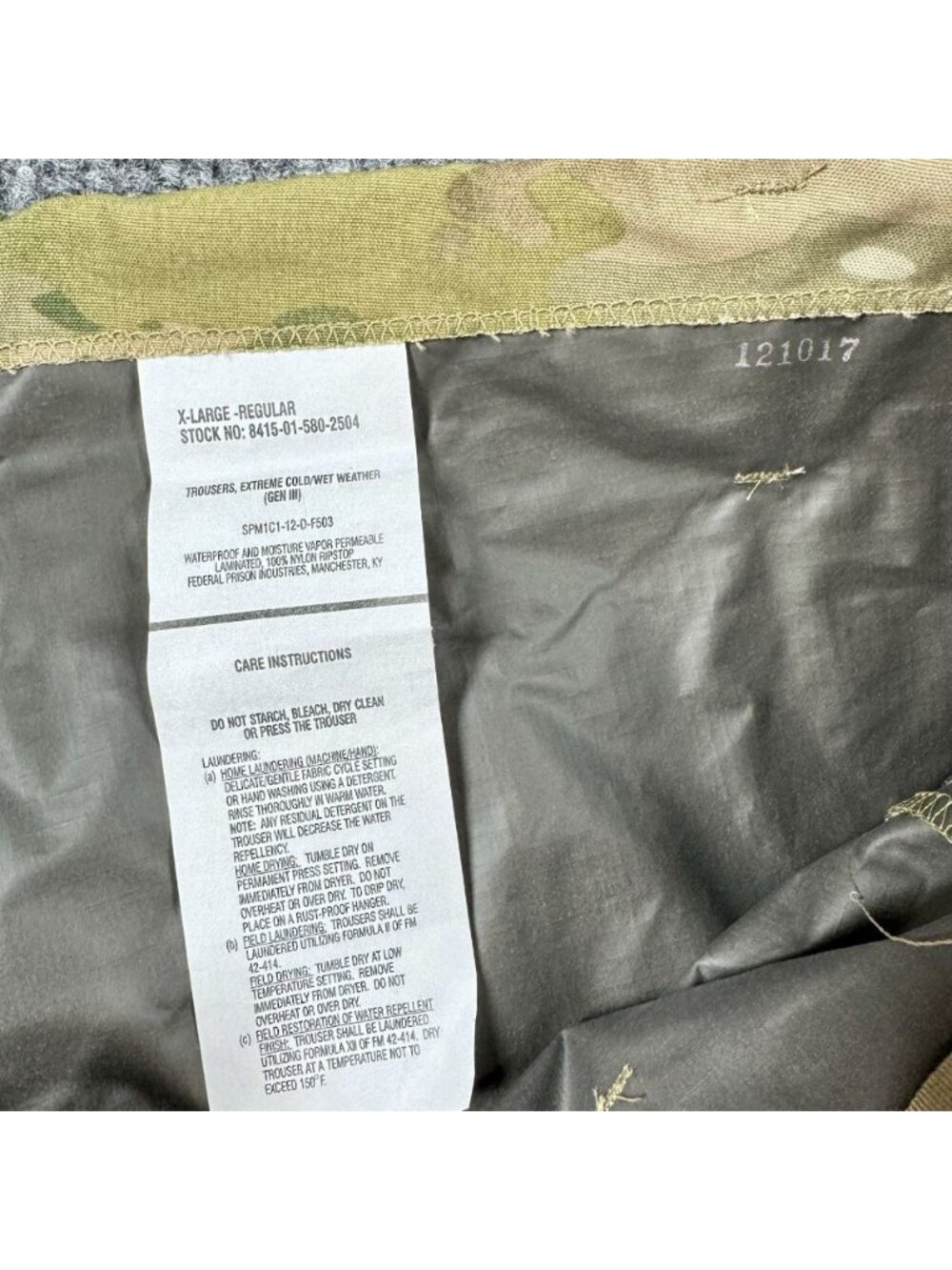 Extreme Cold Wet Weather Pants Men’s XL Reg Gen 3 Ripstop Multicam US Military - Picture 5 of 8